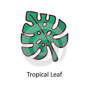 Tropical leaf vector Fill outline Icon Design illustration. Holiday Symbol on White background EPS 10 File