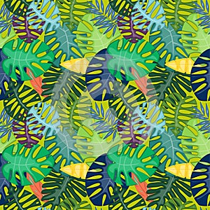 Tropical Leaf Vector Seamless Pattern or Background