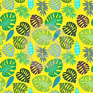 Tropical Leaf Vector Seamless Pattern or Background