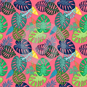 Tropical Leaf Vector Seamless Pattern or Background