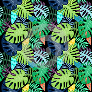 Tropical Leaf Vector Seamless Pattern or Background