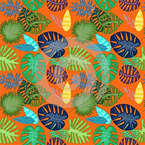 Tropical Leaf Vector Seamless Pattern or Background