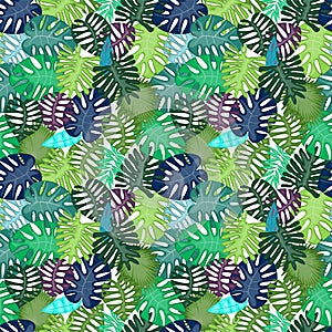 Tropical Leaf Vector Seamless Pattern or Background