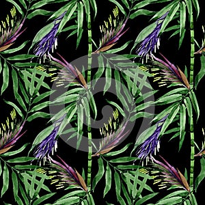 Tropical leaves bamboo tree pattern in a watercolor style.