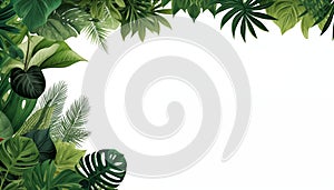 Tropical Leaves Frame On White Background