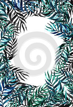 Tropical leaves horizontal banner with tropical palm leaves