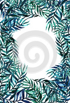 Tropical leaves horizontal banner with tropical palm leaves, cactus, splash