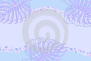 Tropical leaves in pastel color with copyspace