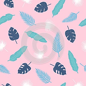 Tropical leaves seamless pattern