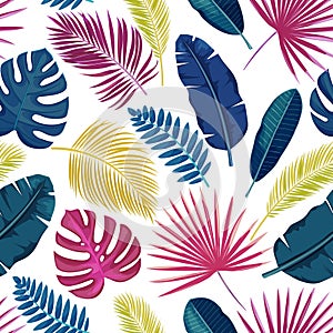 Tropical leaves seamless pattern