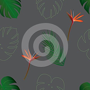 Tropical leaves seamless pattern