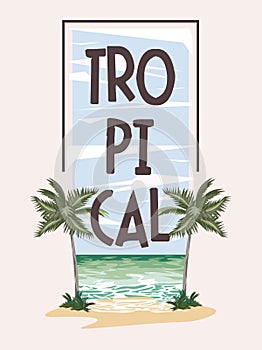 Tropical life and beach summer card