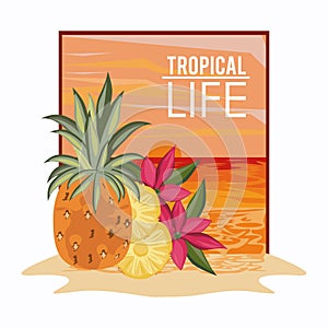 Tropical life and beach summer card