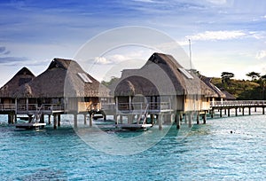 tropical lodges over the sea . Islands at the ocean