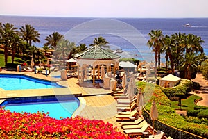 Tropical luxury resort hotel, Sharm el Sheikh, Egypt.