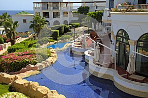 Tropical luxury resort hotel, Sharm el Sheikh, Egypt.
