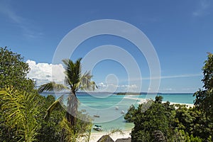 Tropical Malagasy beach landscape on turquoise waters