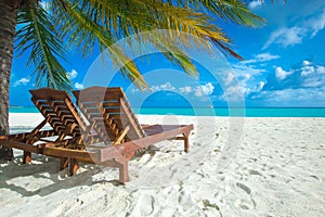 tropical Maldives island with white sandy beach