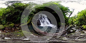 Tropical Malisbog Waterfalls in jungle.360-Degree view.