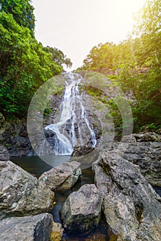 Tropical nature in sarika waterfall at nakhon nayok, Thailand