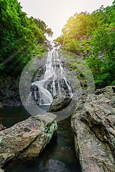 Tropical nature in sarika waterfall at nakhon nayok, Thailand