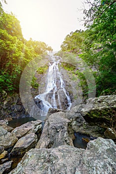 Tropical nature in sarika waterfall at nakhon nayok, Thailand