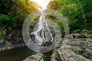 Tropical nature in sarika waterfall at nakhon nayok, Thailand