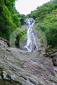 Tropical nature in sarika waterfall at nakhon nayok, Thailand