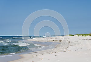 Tropical ocean beach landscape scene. Beautiful scenic tourist travel destination location