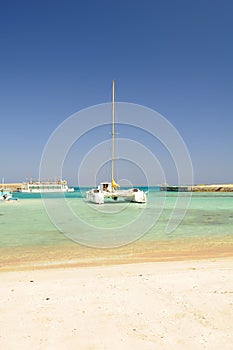 Tropical ocean and catamaran