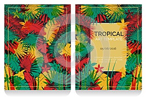 Tropical offset print effect jungle illustration