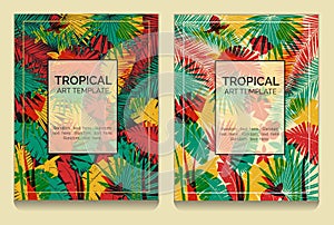 Tropical offset print effect jungle templates