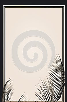 tropical palm leaves on a black background with a square frame