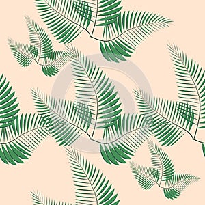 Tropical palm leaves, jungle leaf seamless floral pattern background.