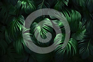 Tropical palm leaves, jungle leaf seamless floral pattern background. AI Generation