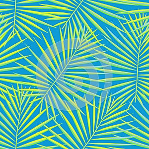 Tropical palm leaves pattern seamless background. Exotic fashion trendy floral foliage pattern. Seamless beautiful botany palm