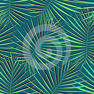 Tropical palm leaves pattern seamless background. Exotic fashion trendy floral foliage pattern. Seamless beautiful botany palm