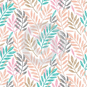 Tropical palm leaves, seamless foliage pattern