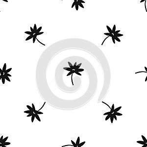 Tropical palm tree pattern seamless black