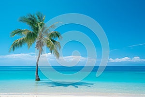 Tropical Palm Tree on a Pristine Beach.