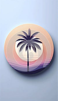 A tropical palm tree wall mural, Ai generated image