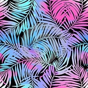 Tropical palms seamless pattern in colours