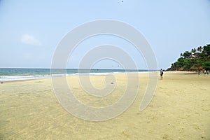 A tropical paradise beach  from India. Varkala. Kerala. top angle view.