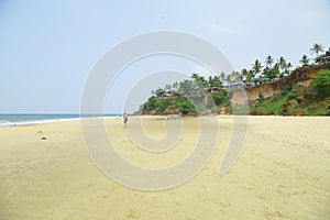 A tropical paradise beach  from India. Varkala. Kerala. top angle view.