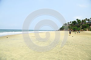 A tropical paradise beach  from India. Varkala. Kerala. top angle view.