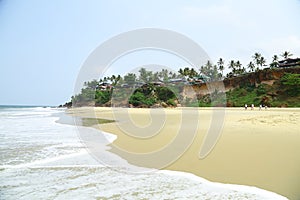 A tropical paradise beach  from India. Varkala. Kerala. top angle view.