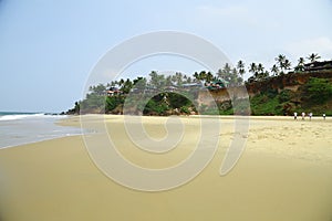 A tropical paradise beach  from India. Varkala. Kerala. top angle view.