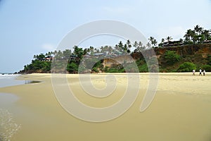 A tropical paradise beach  from India. Varkala. Kerala. top angle view.