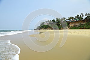 A tropical paradise beach  from India. Varkala. Kerala. top angle view.