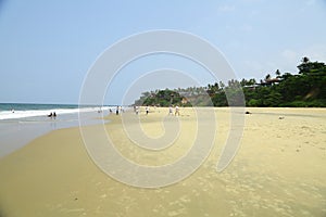 A tropical paradise beach  from India. Varkala. Kerala. top angle view.